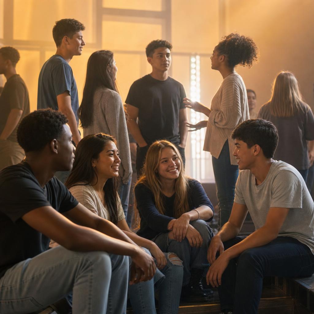 Diverse youth gathering in a church ministry space